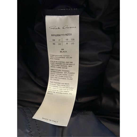 Rick Owens Funnel Neck Down Puffer Jacket US 8 $2140 - Picture 14 of 15